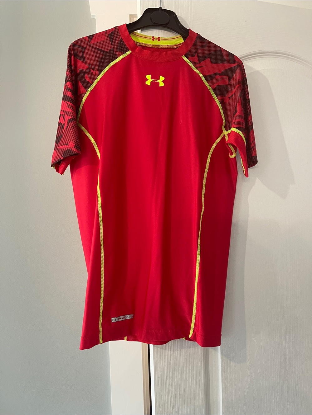Under Armour Red Training Tee with Yellow Stitching